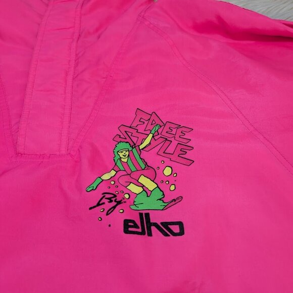 Vintage 90's Freestyle by Elho Neon Pink Windbreaker Pullover Size XL - Picture 5 of 13